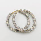 Rainbow Colorful Rhinestone Crystal Hoop Earring For Women And Girls Party Gift Jewelry Accessories