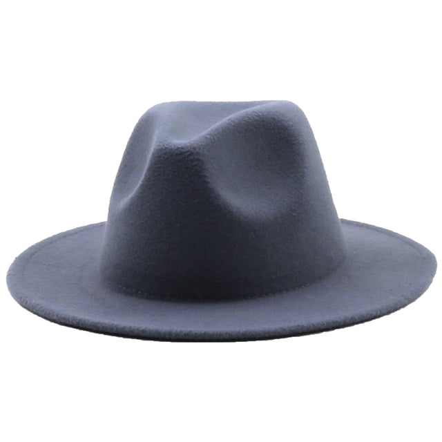 Fedoras women&#39;s Hat Big Brim Autumn Solid Formal Dress Wedding Woman Hat Camel Black White Fedora Felted Classic Cap Winter Hats