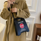 Young Girl Crossbody Bag Creative Caution Letters Sign Handbag Cute Fluorescence Color Shoulder Bags For Women 2021 Clutches