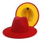Two tone Fedoras Jazz Hats Cowboy Hats For Women And Men Double-sided Color Cap Red With Black Wool Bowler Hat Wholesale шапка