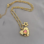 Colorful Zircon Love Star Earrings and Necklace