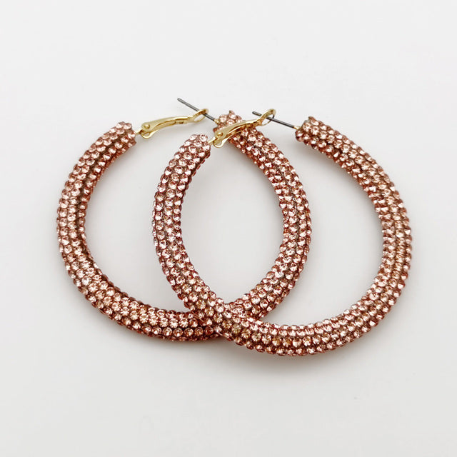Rainbow Colorful Rhinestone Crystal Hoop Earring For Women And Girls Party Gift Jewelry Accessories