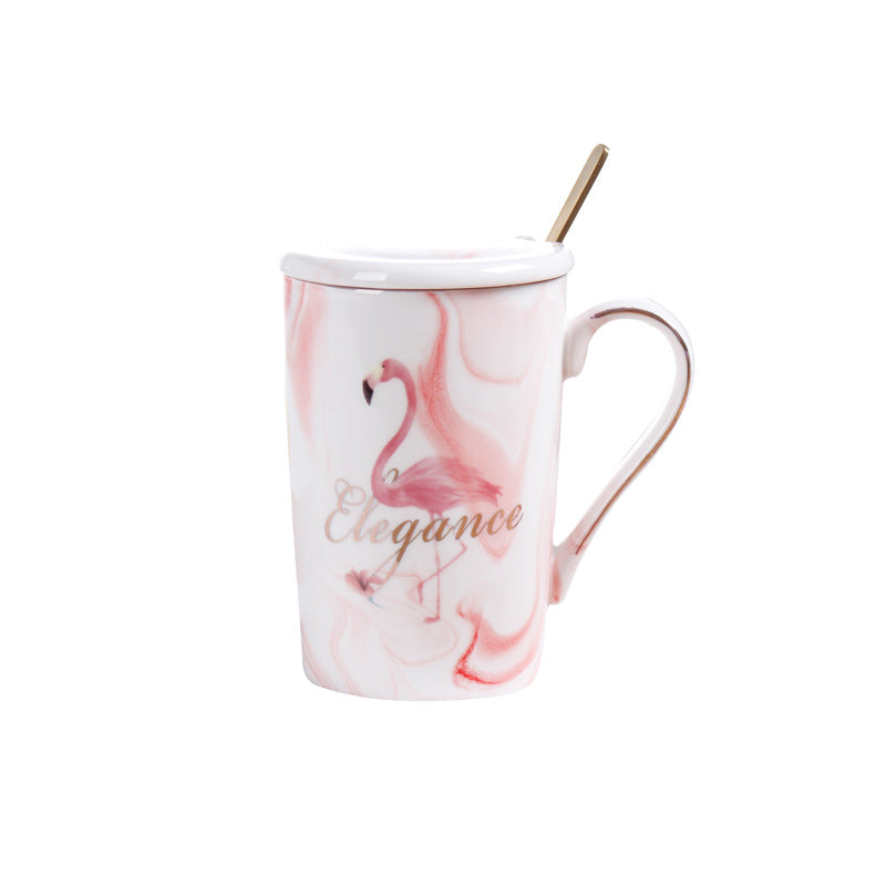 Marble stone gift box Nordic Ins Flamingo Mug Cup Couple Ceramic Cup Wedding Custom LOGO