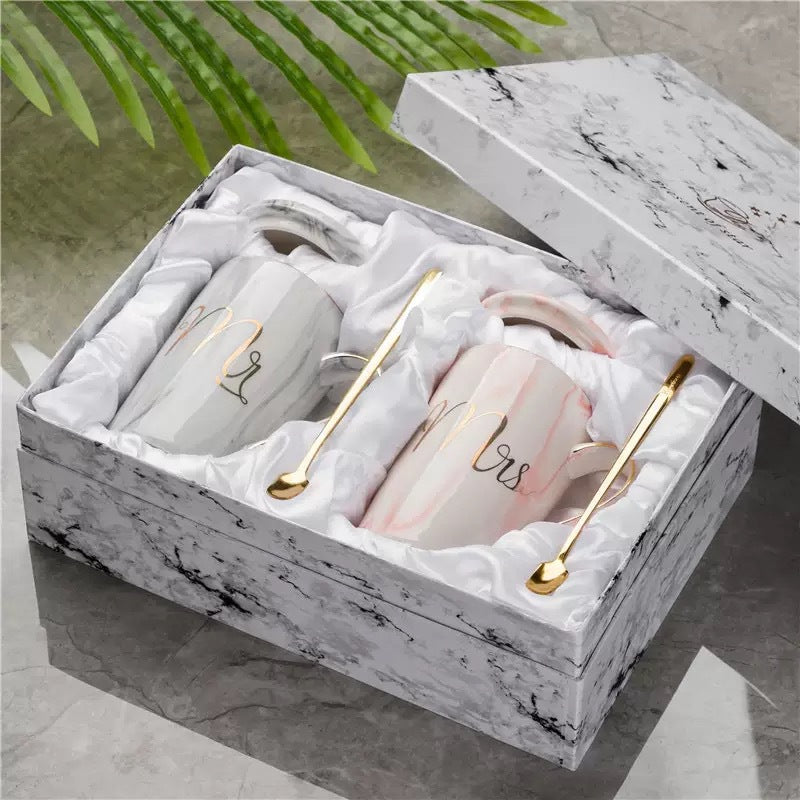 Marble stone gift box Nordic Ins Flamingo Mug Cup Couple Ceramic Cup Wedding Custom LOGO
