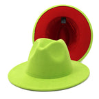 Two tone Fedoras Jazz Hats Cowboy Hats For Women And Men Double-sided Color Cap Red With Black Wool Bowler Hat Wholesale шапка