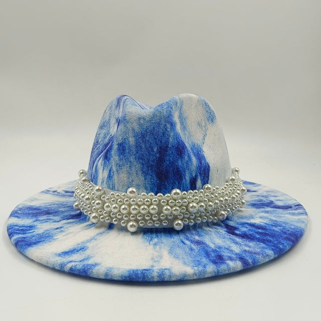 Tie-dye fedora hat wholesale autumn and winter graffiti letters monochrome hat unisex hand-painted felt winter hat шляпа женская