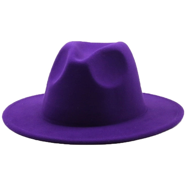Fedoras women&#39;s Hat Big Brim Autumn Solid Formal Dress Wedding Woman Hat Camel Black White Fedora Felted Classic Cap Winter Hats