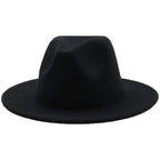 Fedoras women&#39;s Hat Big Brim Autumn Solid Formal Dress Wedding Woman Hat Camel Black White Fedora Felted Classic Cap Winter Hats
