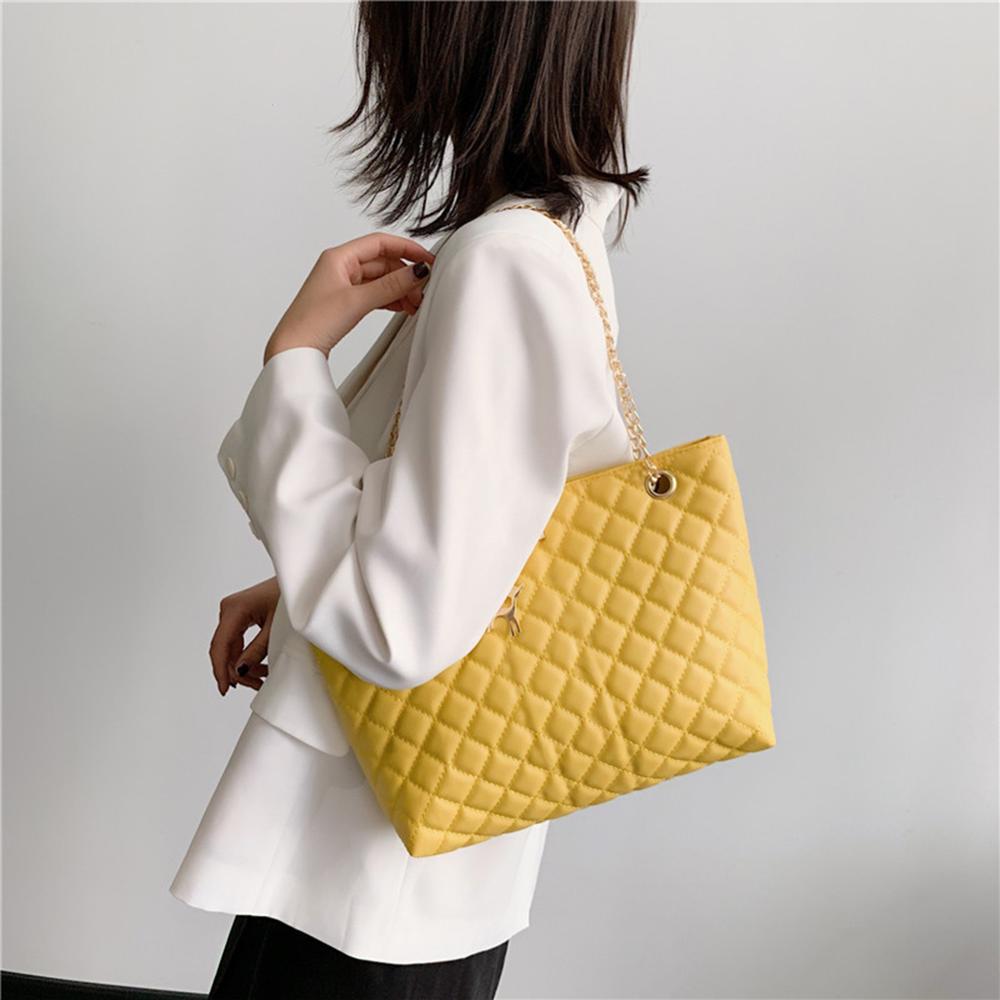 Women PU Leather Chain Handbag Women Soild Color Large Top-handle Bags Female Designer Luxury Tote Women Fashion Shoulder Bags