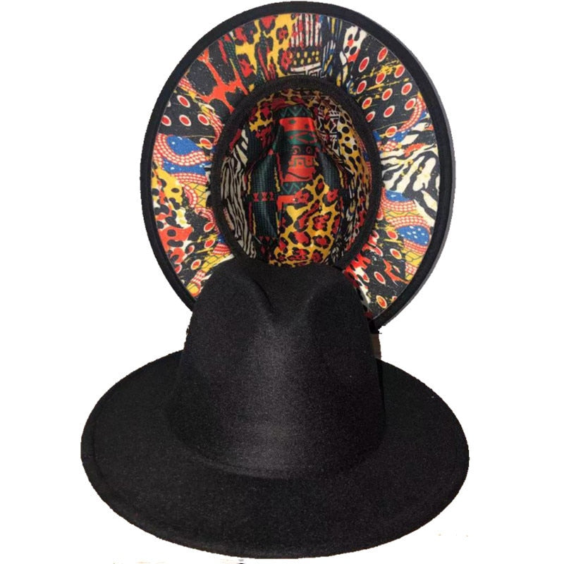 Two-color Fedora Hat color leopard hat stage ladies new felt hat mixed color jazz hat Fedora hat hip hop winter шляпа женская