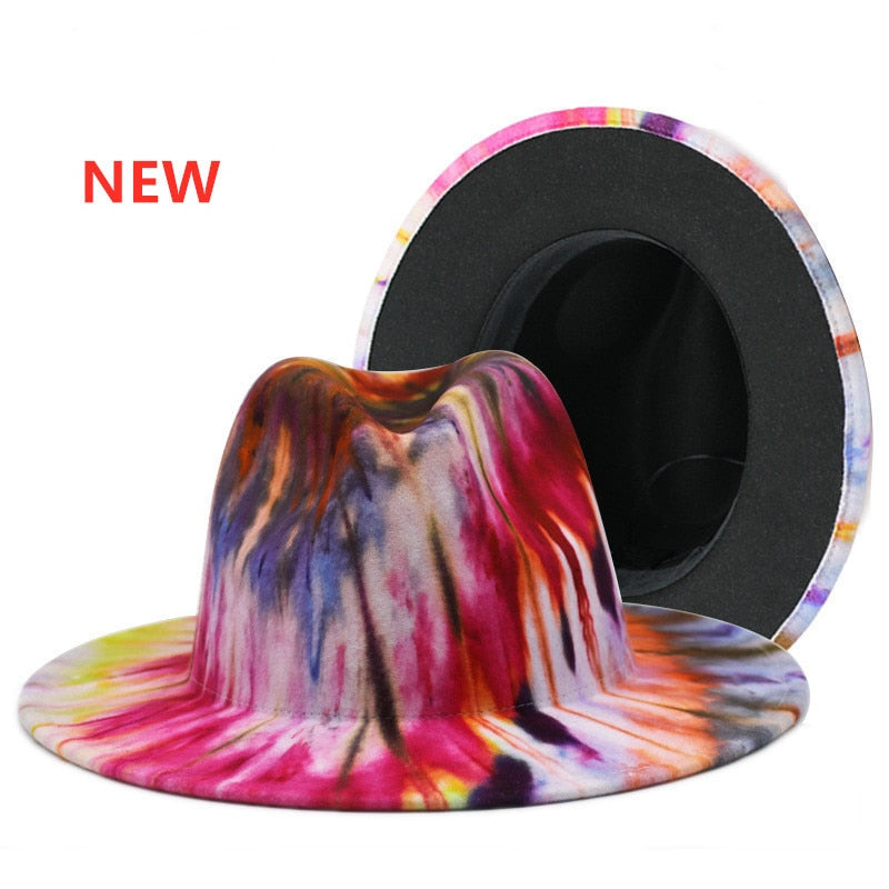 Colorful Wide Brim New Style Church Derby Top Hat Panama Felt Fedoras Hat for Men Women artificial wool British style Jazz Cap