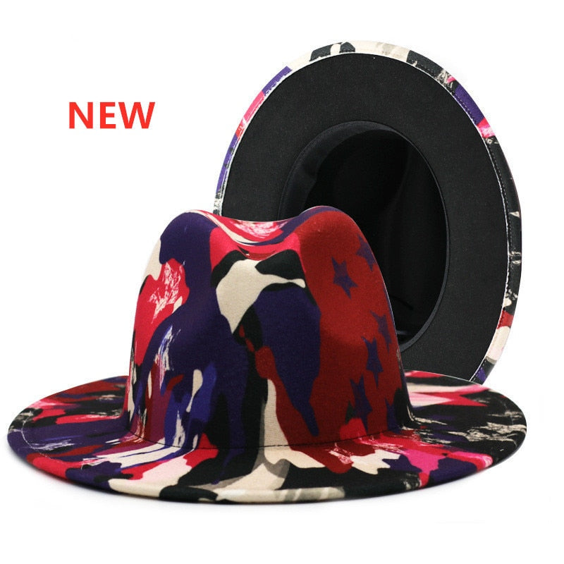 Colorful Wide Brim New Style Church Derby Top Hat Panama Felt Fedoras Hat for Men Women artificial wool British style Jazz Cap