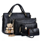 Fashion 4pcs/Set Women Bag Ladies PU Leather Luxury Designer Bags Handbag Messenger Bag Shoulder Bag Wallet Bags Dropshipping 30
