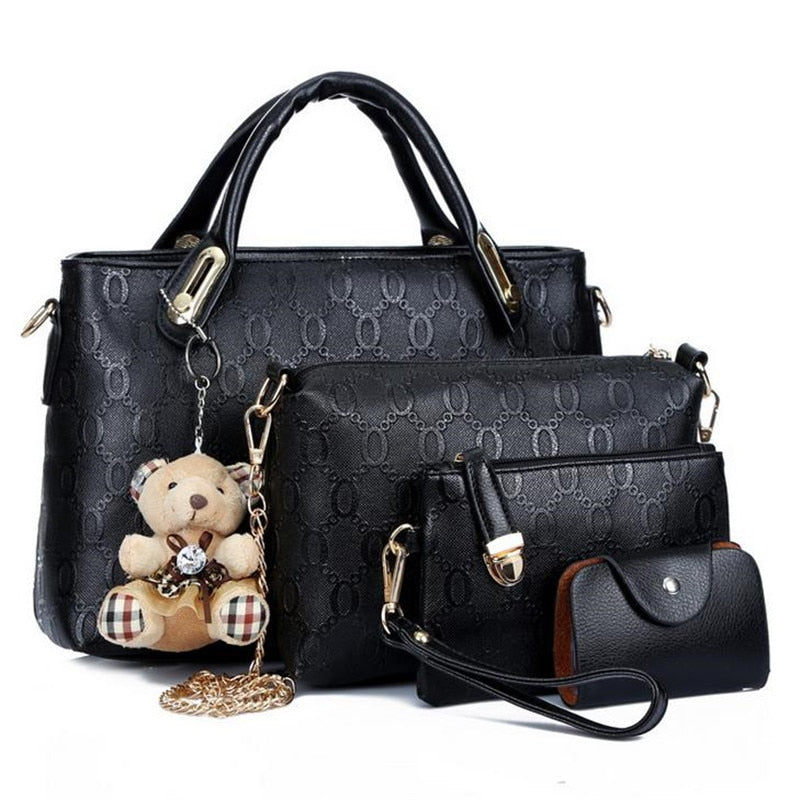 Fashion 4pcs/Set Women Bag Ladies PU Leather Luxury Designer Bags Handbag Messenger Bag Shoulder Bag Wallet Bags Dropshipping 30