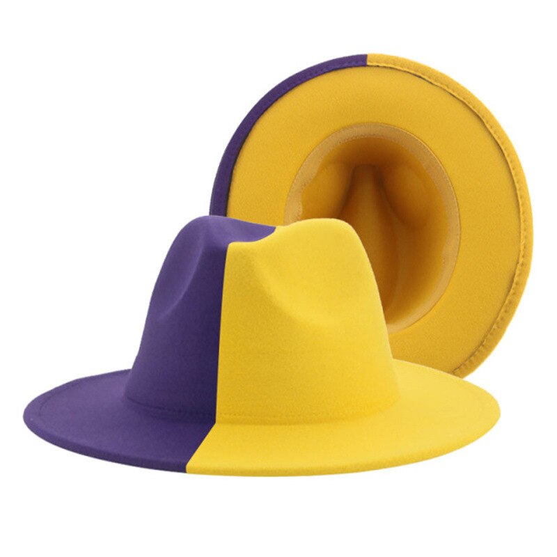 Colorful Wide Brim New Style Church Derby Top Hat Panama Felt Fedoras Hat for Men Women artificial wool British style Jazz Cap