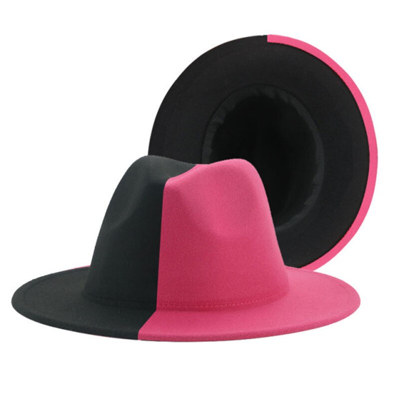 Colorful Wide Brim New Style Church Derby Top Hat Panama Felt Fedoras Hat for Men Women artificial wool British style Jazz Cap