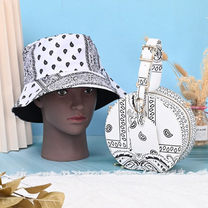 2022 Summer Shopping Lady Crossbody Cashew Flower Purse And Handbags Women Fashion PU Small Round Bandana Bag With Bucket Hat