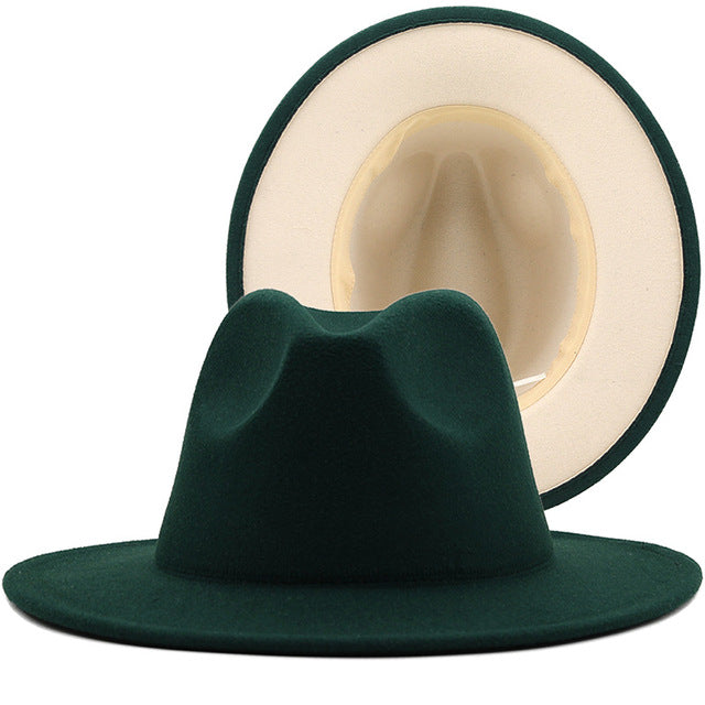 Two tone Fedoras Jazz Hats Cowboy Hats For Women And Men Double-sided Color Cap Red With Black Wool Bowler Hat Wholesale шапка