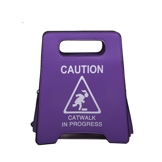 Young Girl Crossbody Bag Creative Caution Letters Sign Handbag Cute Fluorescence Color Shoulder Bags For Women 2021 Clutches