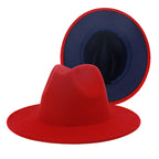 Two tone Fedoras Jazz Hats Cowboy Hats For Women And Men Double-sided Color Cap Red With Black Wool Bowler Hat Wholesale шапка