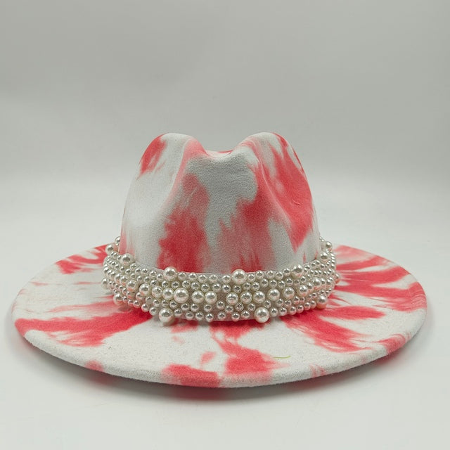 Tie-dye fedora hat wholesale autumn and winter graffiti letters monochrome hat unisex hand-painted felt winter hat шляпа женская