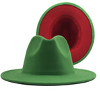 Two tone Fedoras Jazz Hats Cowboy Hats For Women And Men Double-sided Color Cap Red With Black Wool Bowler Hat Wholesale шапка