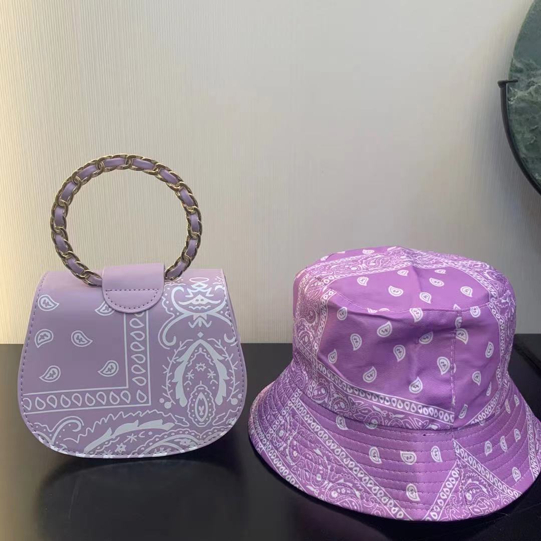 New Style Matching Bucket Hats And Bandana Purse Set Designer Purses And Handbags Ladies Hand Bags Women Purses 2021 BM049