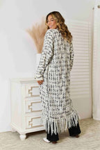Multicolored Open Front Fringe Hem Cardigan