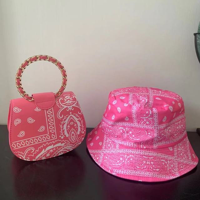 New Style Matching Bucket Hats And Bandana Purse Set Designer Purses And Handbags Ladies Hand Bags Women Purses 2021 BM049