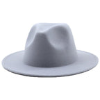 Fedoras women&#39;s Hat Big Brim Autumn Solid Formal Dress Wedding Woman Hat Camel Black White Fedora Felted Classic Cap Winter Hats