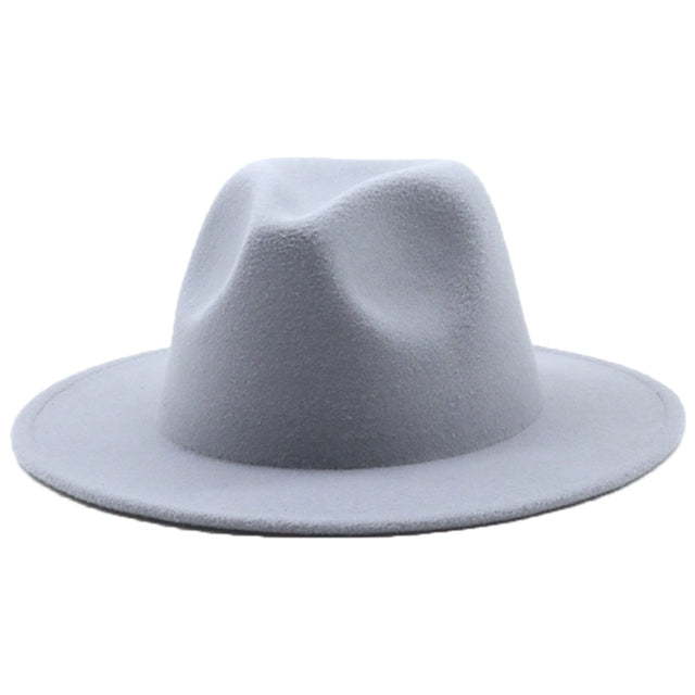 Fedoras women&#39;s Hat Big Brim Autumn Solid Formal Dress Wedding Woman Hat Camel Black White Fedora Felted Classic Cap Winter Hats