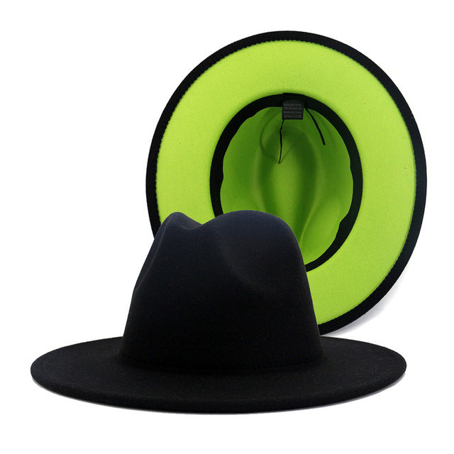 Two tone Fedoras Jazz Hats Cowboy Hats For Women And Men Double-sided Color Cap Red With Black Wool Bowler Hat Wholesale шапка