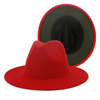 Two tone Fedoras Jazz Hats Cowboy Hats For Women And Men Double-sided Color Cap Red With Black Wool Bowler Hat Wholesale шапка