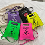 Young Girl Crossbody Bag Creative Caution Letters Sign Handbag Cute Fluorescence Color Shoulder Bags For Women 2021 Clutches