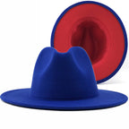 Two tone Fedoras Jazz Hats Cowboy Hats For Women And Men Double-sided Color Cap Red With Black Wool Bowler Hat Wholesale шапка
