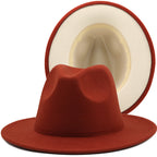 Two tone Fedoras Jazz Hats Cowboy Hats For Women And Men Double-sided Color Cap Red With Black Wool Bowler Hat Wholesale шапка