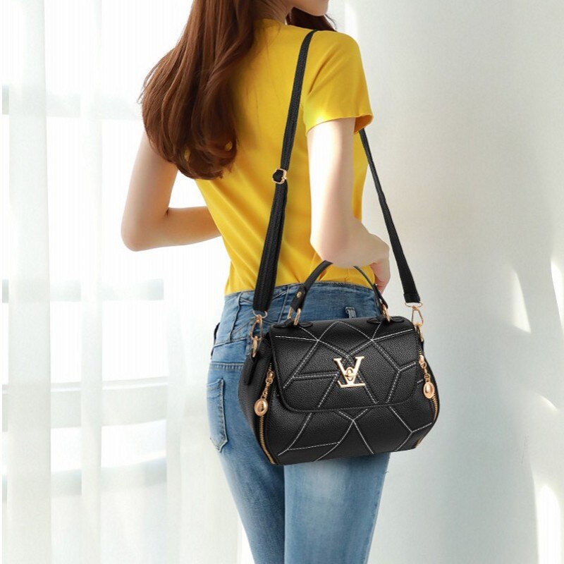 Flap V Brand Womens Bag Luxury Leathe Handbags Shell thread Ladies Clutch Designer Bag Sac A Main Femme Bolsas Women'sTote Purse