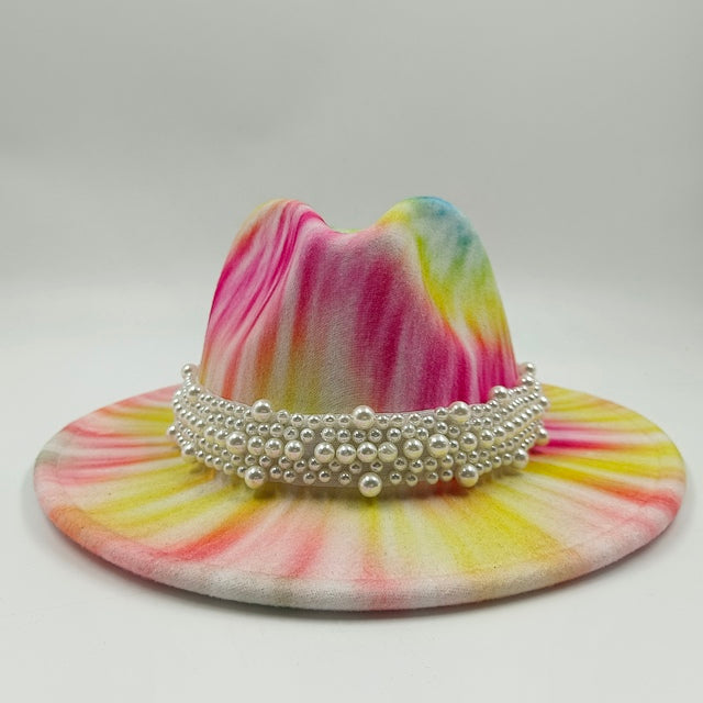 Tie-dye fedora hat wholesale autumn and winter graffiti letters monochrome hat unisex hand-painted felt winter hat шляпа женская