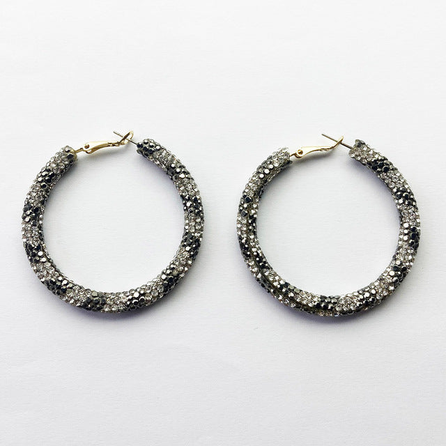 Rainbow Colorful Rhinestone Crystal Hoop Earring For Women And Girls Party Gift Jewelry Accessories