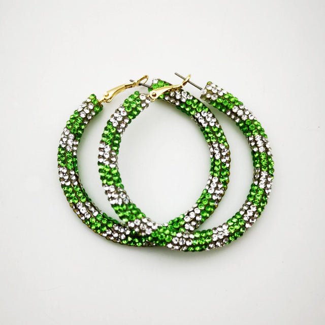 Rainbow Colorful Rhinestone Crystal Hoop Earring For Women And Girls Party Gift Jewelry Accessories