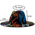 Tie-dye fedora hat wholesale autumn and winter graffiti letters monochrome hat unisex hand-painted felt winter hat шляпа женская