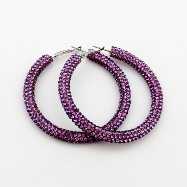 Rainbow Colorful Rhinestone Crystal Hoop Earring For Women And Girls Party Gift Jewelry Accessories