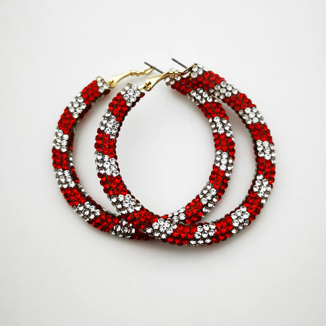 Rainbow Colorful Rhinestone Crystal Hoop Earring For Women And Girls Party Gift Jewelry Accessories