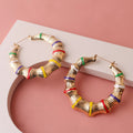 8CM Hiphop Big Rainbow Bamboo Hoop Earring Multi Color Enamel Geometric Circle Round Earrings For Women Accessory Party Jewelry