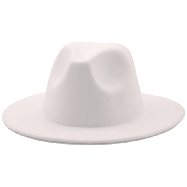 Fedoras women&#39;s Hat Big Brim Autumn Solid Formal Dress Wedding Woman Hat Camel Black White Fedora Felted Classic Cap Winter Hats