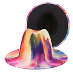 Tie-dye fedora hat wholesale autumn and winter graffiti letters monochrome hat unisex hand-painted felt winter hat шляпа женская