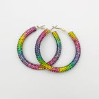 Rainbow Colorful Rhinestone Crystal Hoop Earring For Women And Girls Party Gift Jewelry Accessories