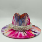 Tie-dye fedora hat wholesale autumn and winter graffiti letters monochrome hat unisex hand-painted felt winter hat шляпа женская