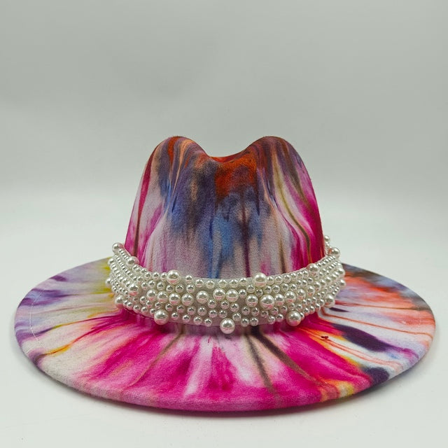 Tie-dye fedora hat wholesale autumn and winter graffiti letters monochrome hat unisex hand-painted felt winter hat шляпа женская
