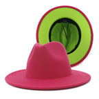 Two tone Fedoras Jazz Hats Cowboy Hats For Women And Men Double-sided Color Cap Red With Black Wool Bowler Hat Wholesale шапка